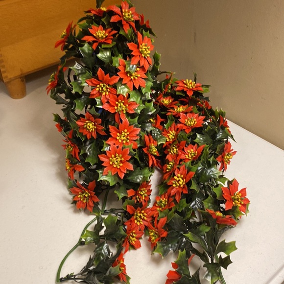 Plastic Red Poinsettia Cascading Garland Set of 2 - Picture 3 of 7